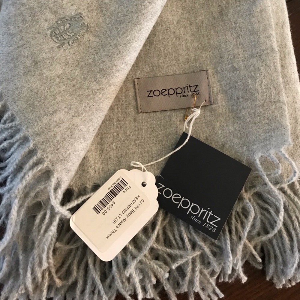 Zoeppritz Light grey 51X79 Baby Alpaca throw NWT